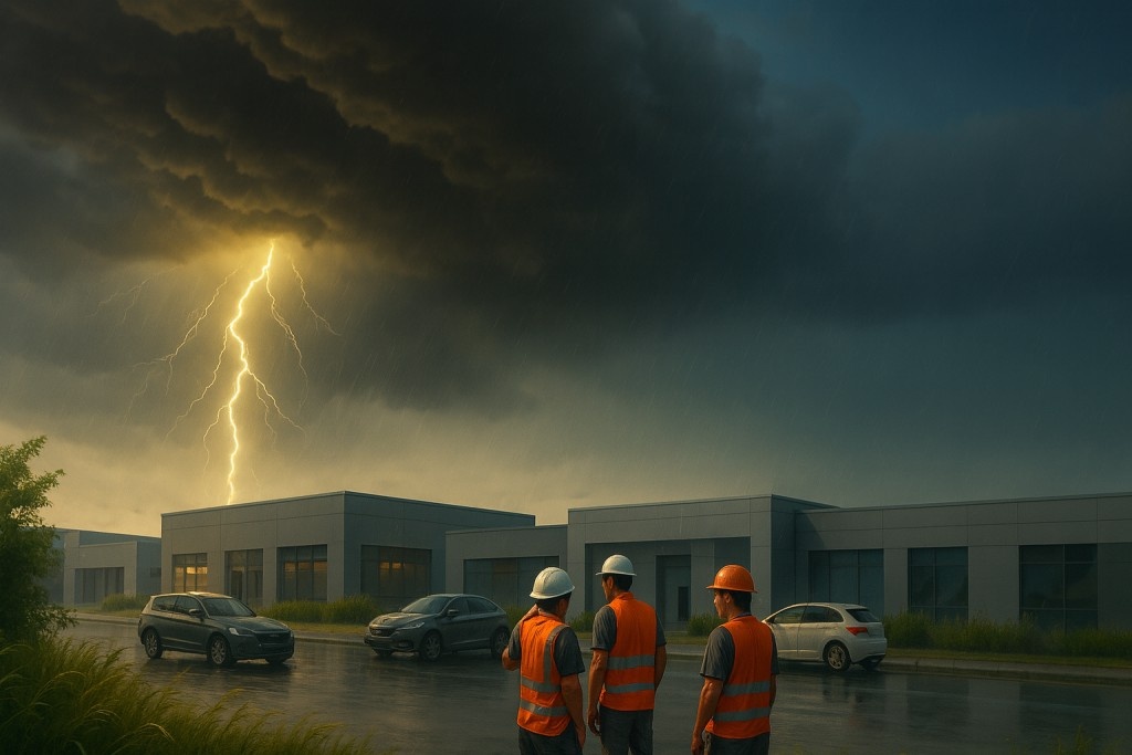 Blitz über Bauarbeiten sichtbar